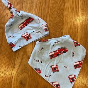 Angel dear hat and bib firetruck